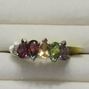 NEW Sterling Silver 925 Multi Gemstone Band Ring Sz 6.75